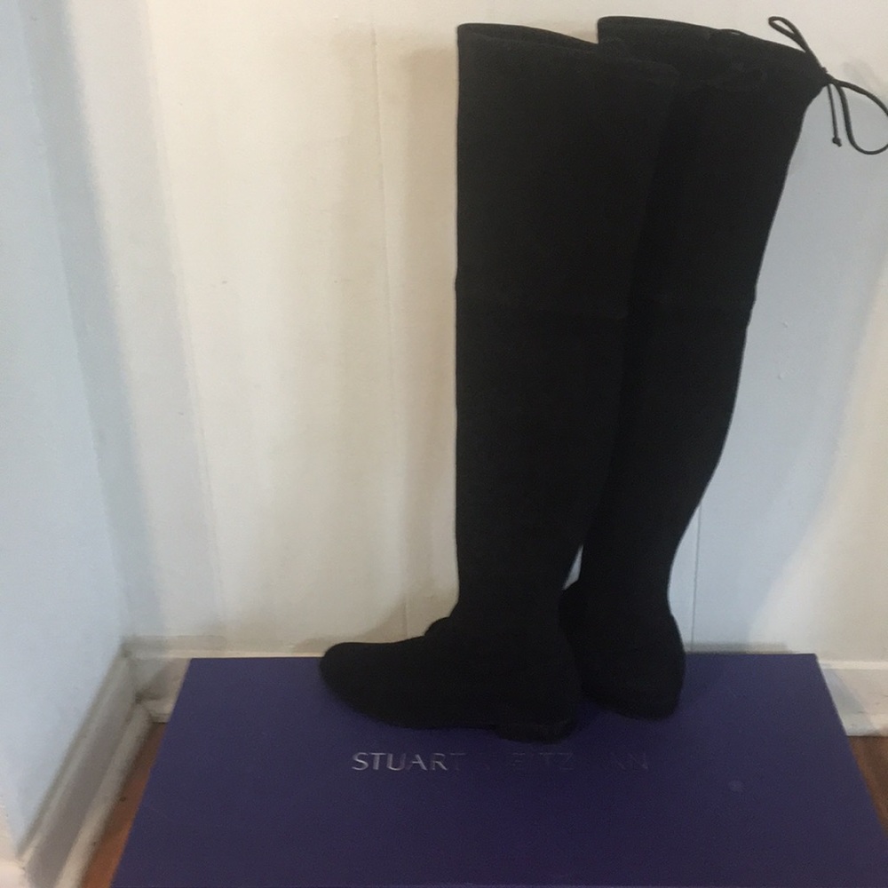 New Black Suede Stuart Weitzman Lowland OTK Boots